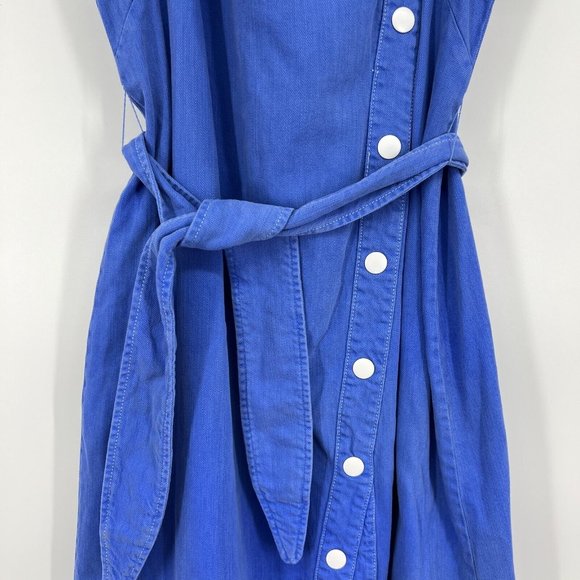 Anthropologie Maeve Elizabeth Dress Blue Button Front Sleeveless - Picture 6 of 12